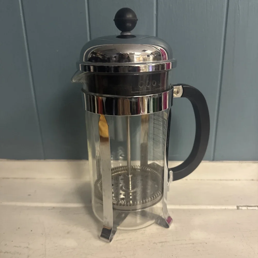 Bodum French Press Coffee Maker #157 Steel / Black 4 Cup 32 oz Made in Portugal‎